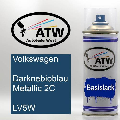 Volkswagen, Darknebioblau Metallic 2C, LV5W: 400ml Sprühdose, von ATW Autoteile West.